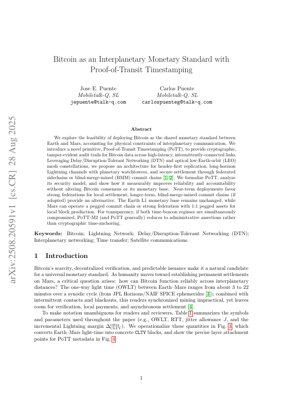 PDF Document Cover - Bitcoin as an Interplanetary Monetary Standard with Proof-of-Transit Timestamping